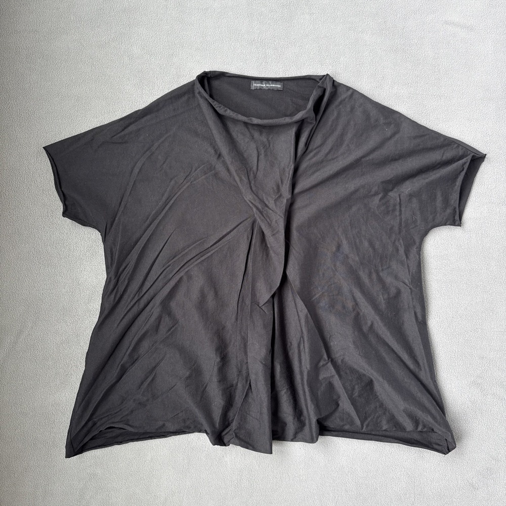 Veronique Miljkovitch Top Womens‎ Large Black Ibiza Tee Shirt Draped Neckline